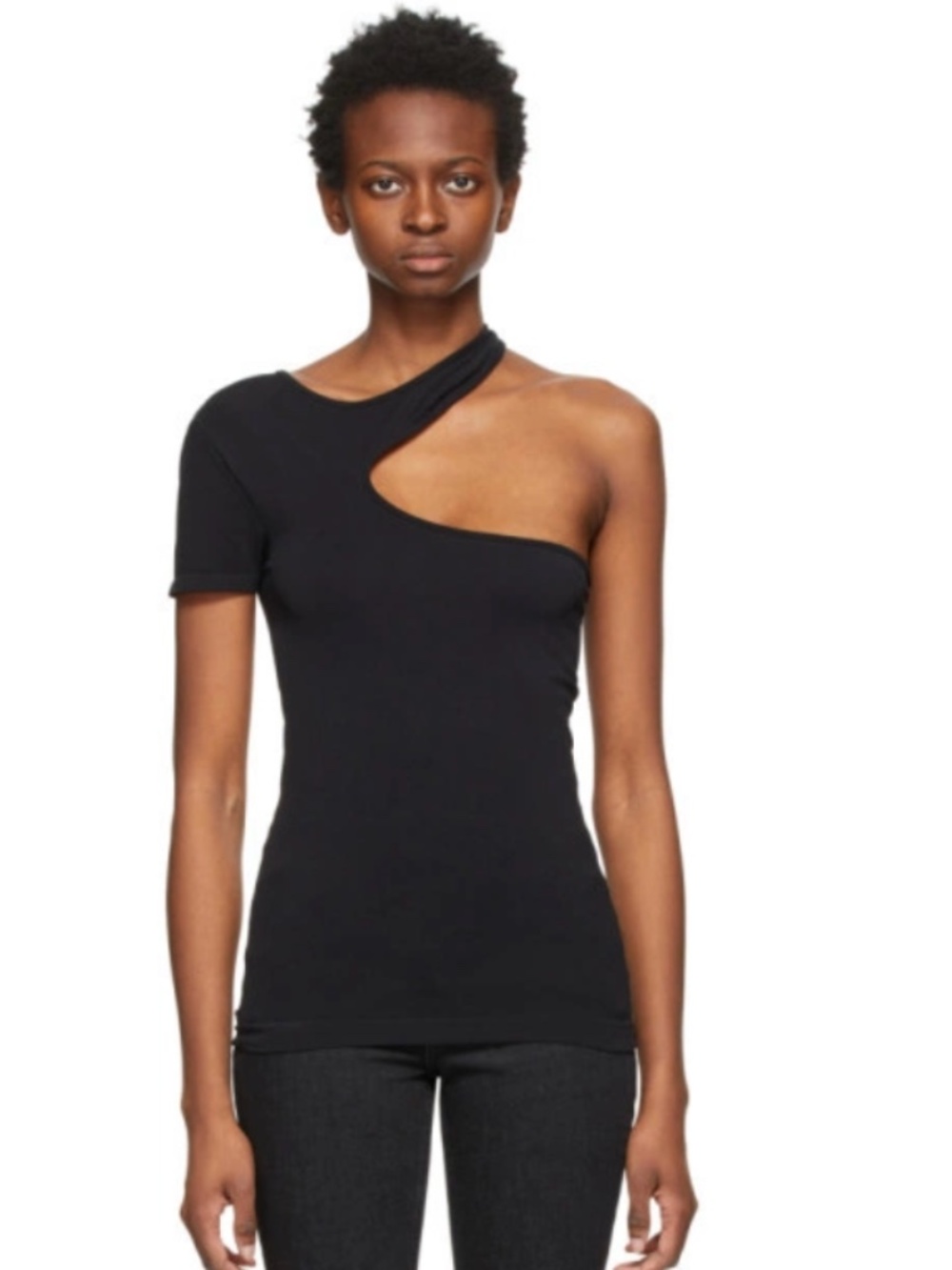 NWT -- Helmut Lang Black Cutout Asymmetrical Long Sleeve Top XS/S